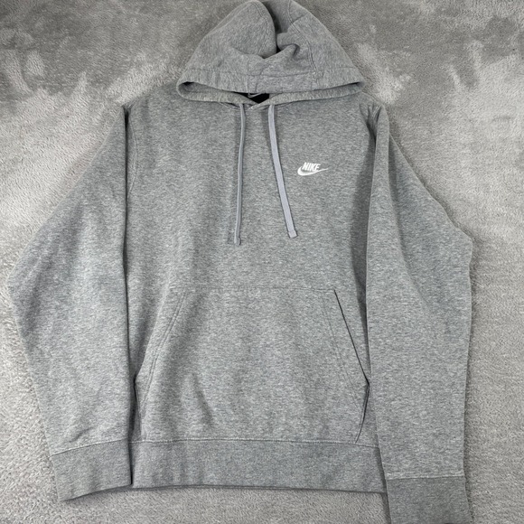 Nike Other - Nike Pullover Hoodie Mens Medium Gray Fleece Swoosh Logo Sweatshirt
